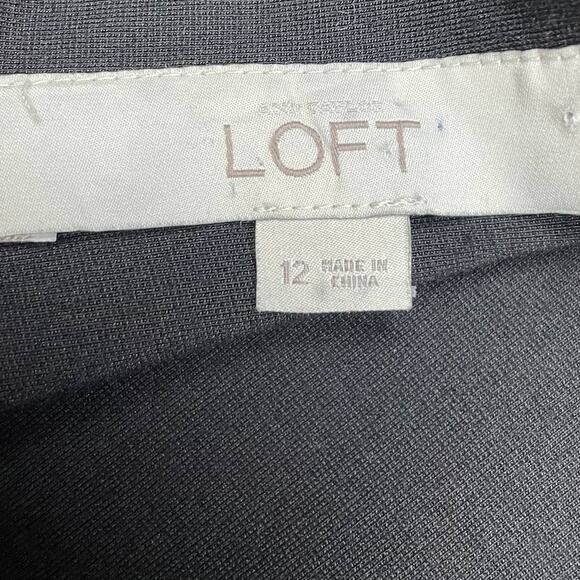 Loft Mixed Material Dress Sz 12 Black Ribbed Knit Wool Rabbit Hair Sweater - Picture 3 of 11